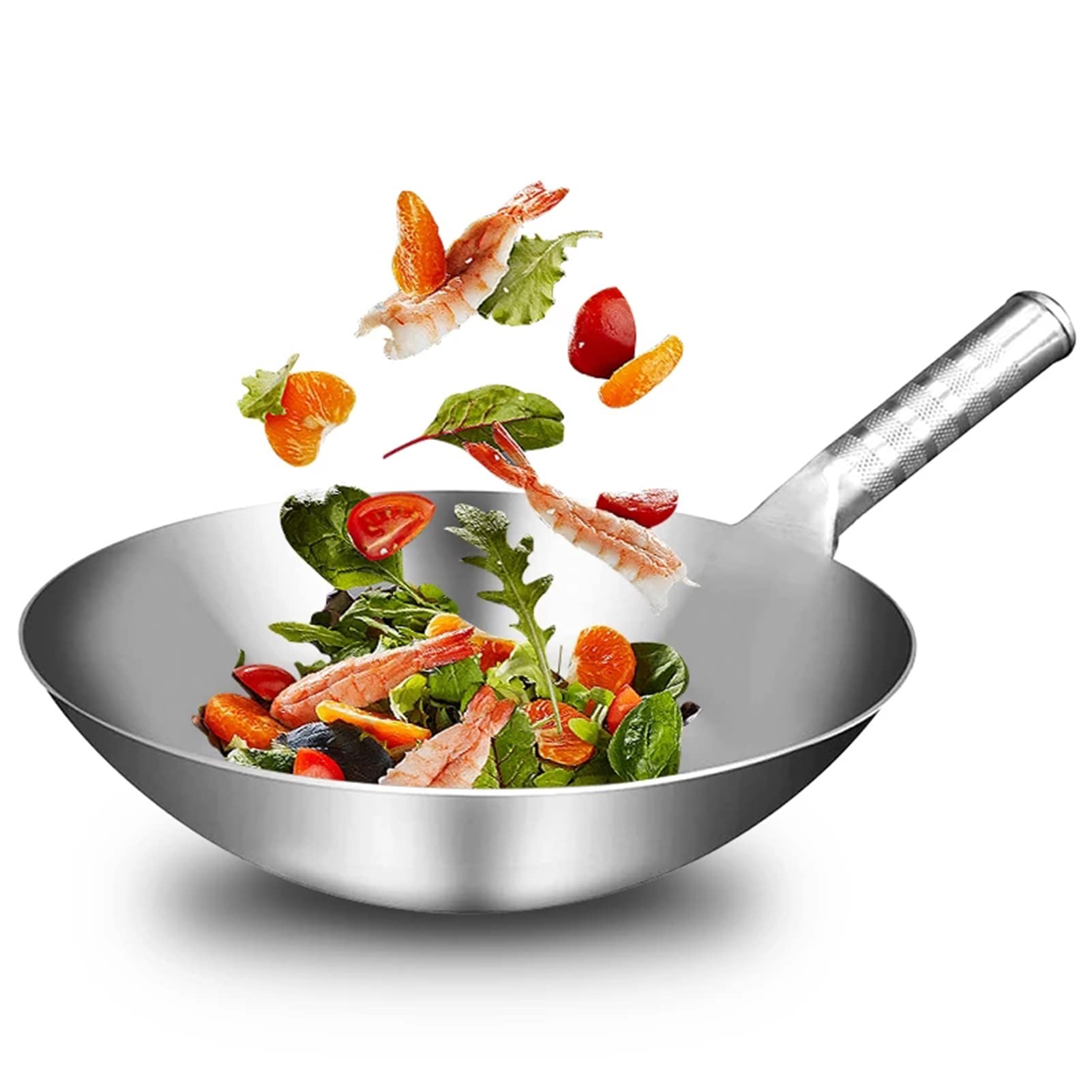 Antihaft Topf Pfanne, Kratzfester und Mehrzweck Wok, Einfach Zu Verwenden Wokpfanne für Alle Herdarten Inkl. Induktion, Edelstahl, Glas (32cm)