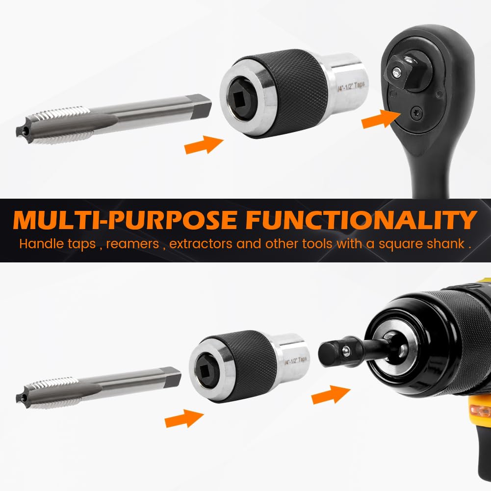3Pcs Tap Socket Set 3/8 Drive with 6-1/4in 1/4-1/2in Adjustable Jaws Extractor T