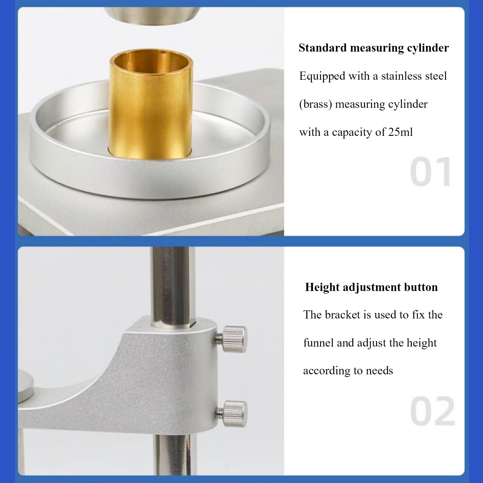 This Flow Meter and Bulk Density Tester, 2-in-1 Device for Measuring Flow Rate and Bulk Density of Metallic and Non-Metallic Powders with Brass Funnel