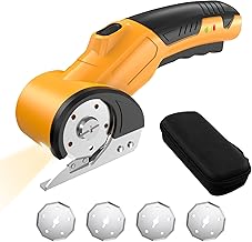 Cardboard Cutter - 4 V Electric Scissors for Cardboard Recycling, Rotary Cutter Fabric with 4 Replacement Blades, USB Rechargeable Battery Scissors for Fabrics, Carpets, Leather, Cardboards, Felt