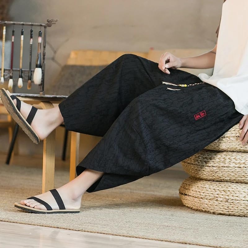Japanese Kimono Traditional Shorts Men's Asian Clothin Pants Japanese Samurai Casual Loose Men's Linen Wide Leg Trousers4