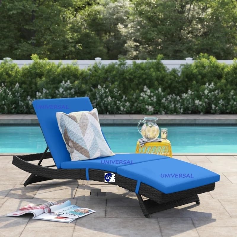 Image of UF Outdoor Poolside Lounger with Adjustable Backrest Sun Chaise Recliner for Terrace Garden Poolside for Relaxation Durable and Stylish- Set of 2 (Navy Blue)