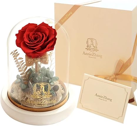 Amazon ブリザードフラワー プレゼント 母の日 プリザーブドフラワー 1輪 薔薇 ボックス ドライフラワー 花 ギフト結婚記念日 妻 バラ 手作り ガラスドーム ケース入り ぶりざーどフラワー アレンジ 枯れない花 ラッピング済み メッセージカード 永遠の花 インテリア