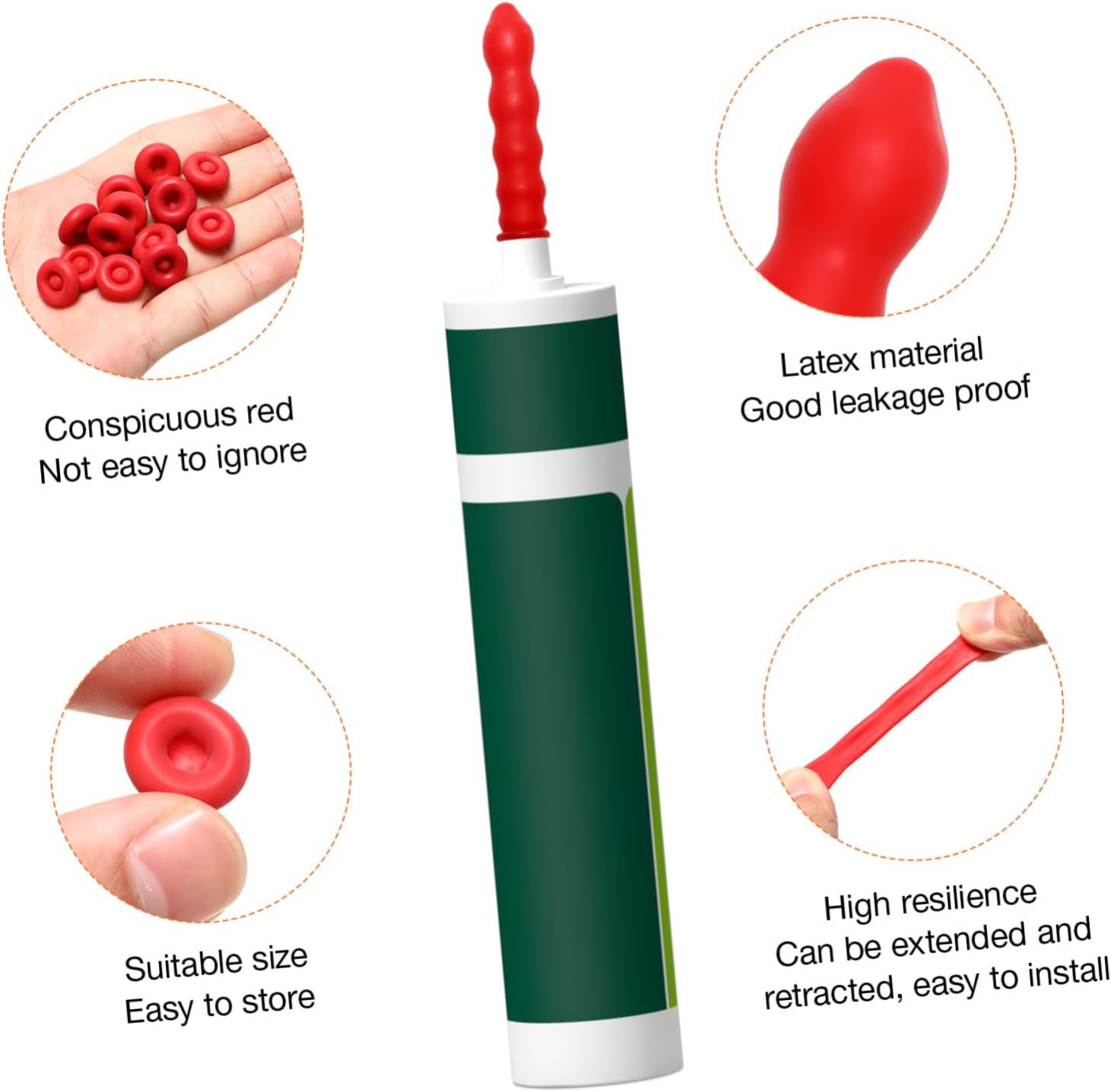 DOITOOL 200pcs Caulk Saver Caps Red Caulking Tube Sealers for Preserving Caulk Glue Paint Flexible and Reusable Sealing for and Projects