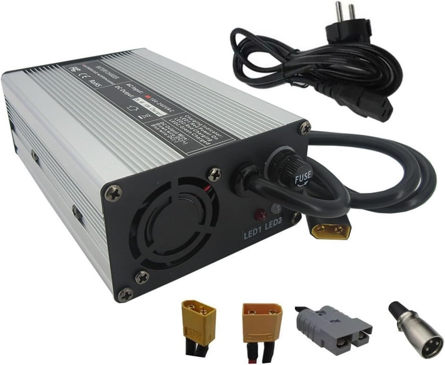 60V 5A LiFePO4 Battery Charger 73V 5A 4A 8A LFP Iron Phosphate Smart Charger for 60 Volt 20S Battery Aluminum Case(Alligator Clip,73V 8A)