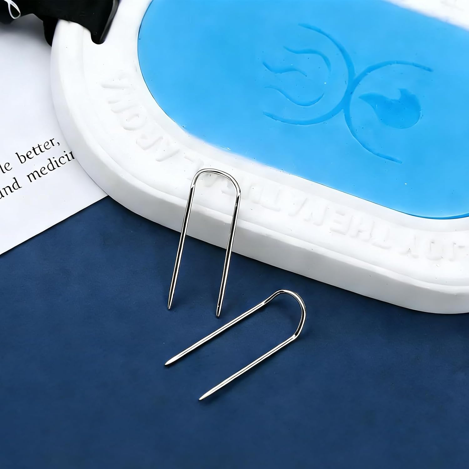 200 Pcs Silver Durable U Pins,0.9 Inch Sewing Pin Double Blocking Pin, Stainless Steel U-pins for DIY Sewing Jewelry Fabric Quilting Craft Making