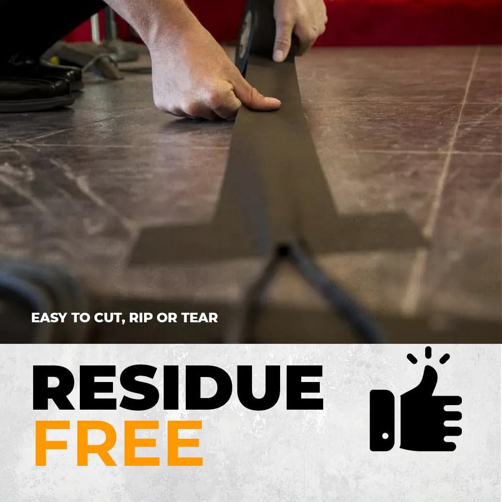 WOD GTMC12F Professional Grade Gaffer Tape, Fluorescent Orange - 1.5 inch x 60 ft. No Sticky Residue, For Cables, Non Reflective, Easy to Tear, Gaff Cloth for Trade Shows, Concerts