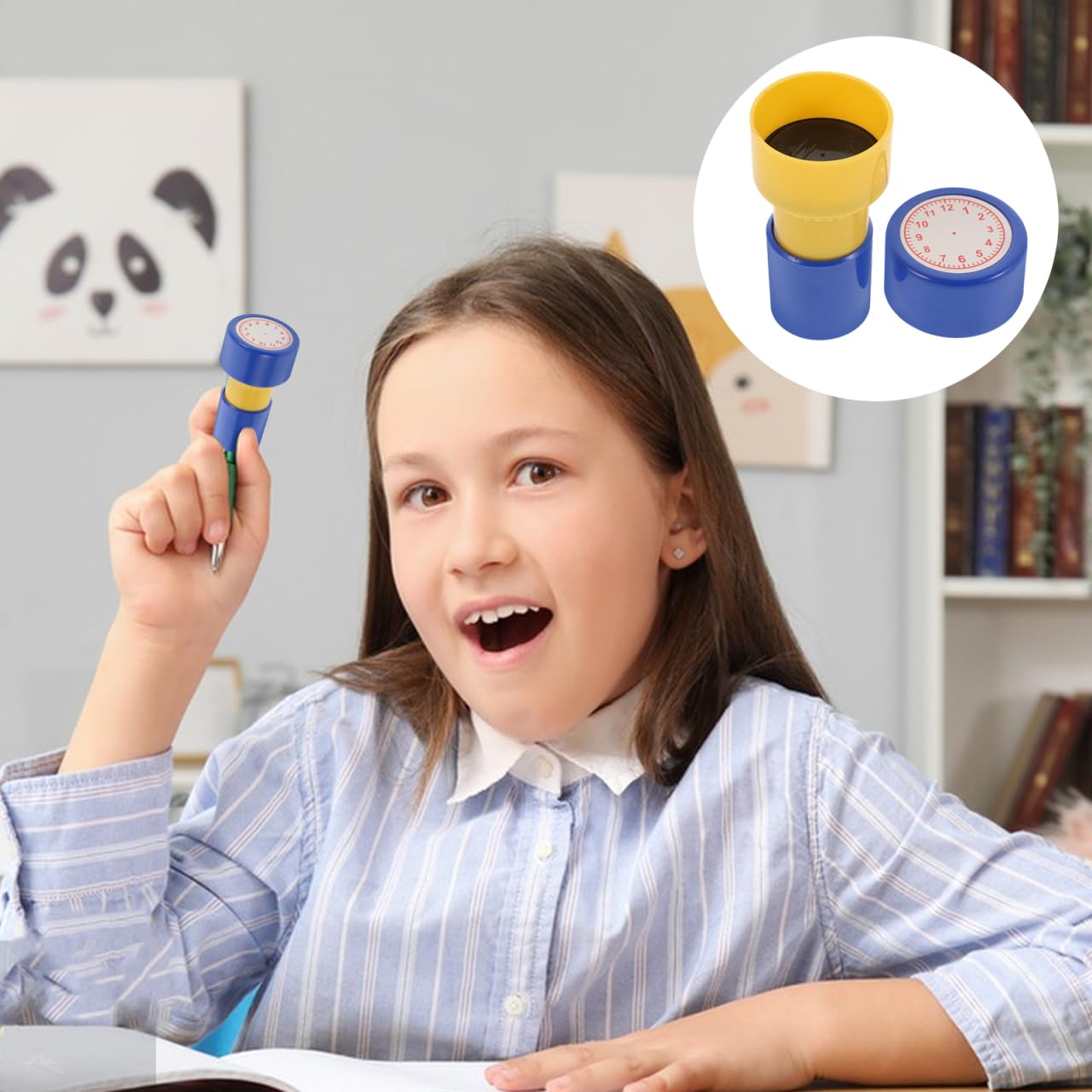 TOYANDONA Lernstempel Set Für Kinder – Interaktive Uhr-Stempel Für Vorschule & Grundschule, 7x3,8x3,8 Cm