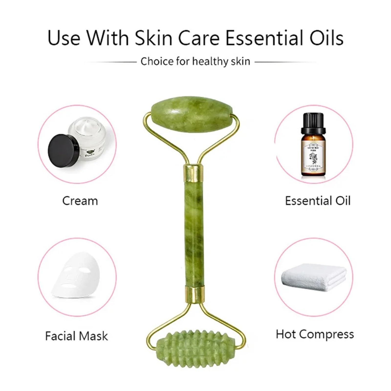 Natürliche Jade-Roller, Massagegerät, Gesicht, Körper, Rücken, Fuß, Massagerolle, Lifting, Anti-Falten, doppelendig, Gua Sha, Stil L