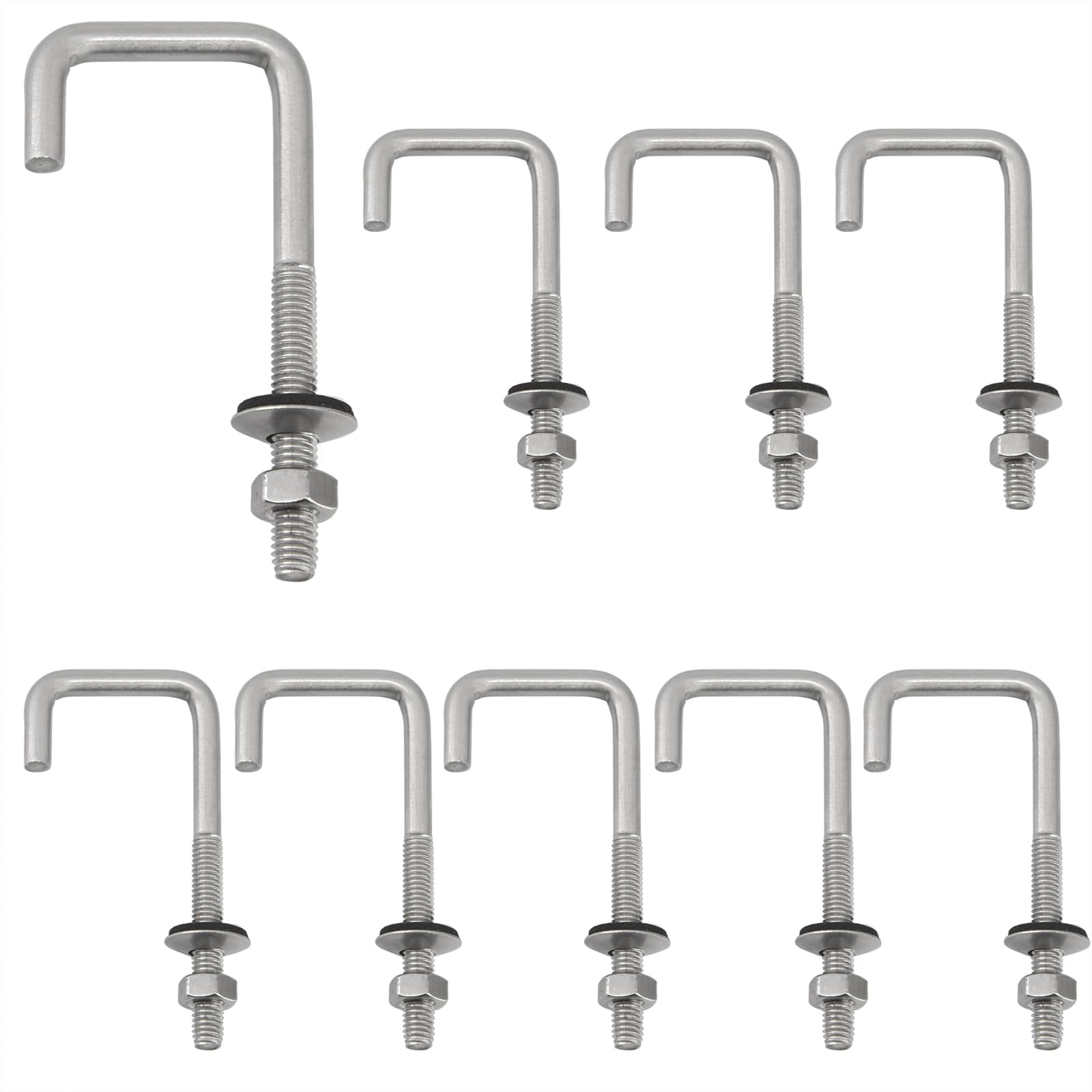Roofing Anchor Bolt, M6x60x150mm 304 Stainless Steel Long Shank Tile Hook Bolt Concrete Screw with Hex Nut and Washer (10Pack)