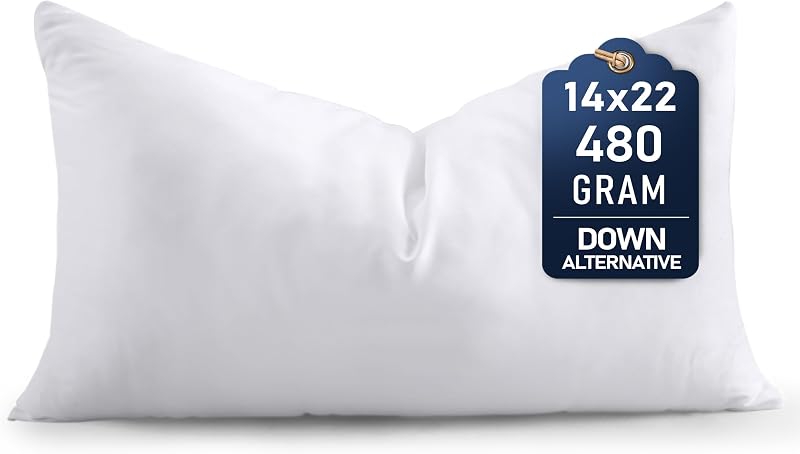 Utopia Bedding Throw Pillows, rellenos de almohada de 14 x 22, paquete de 1, blanco | Insertos de almohada alternativos de plumón, almohadas de sofá para decoración de interiores, felpa y apoyo, cojín decorativo para sofá, color blanco