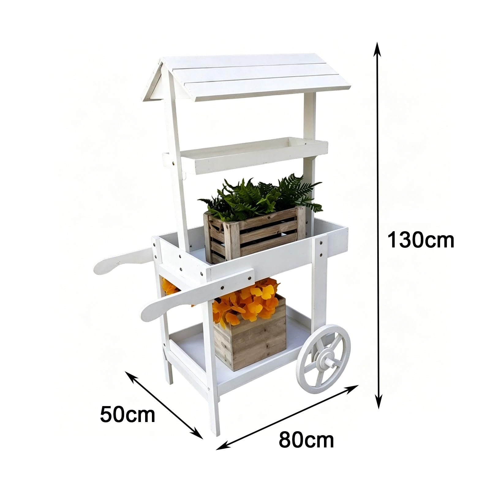 Questo Carrello portafiori in Legno con Ruote, Carrello Scorrevole per Esposizione, Carrello Rustico per Caramelle, Fiori, Caramelle, bomboniere, Articoli Artigianali (Blu)