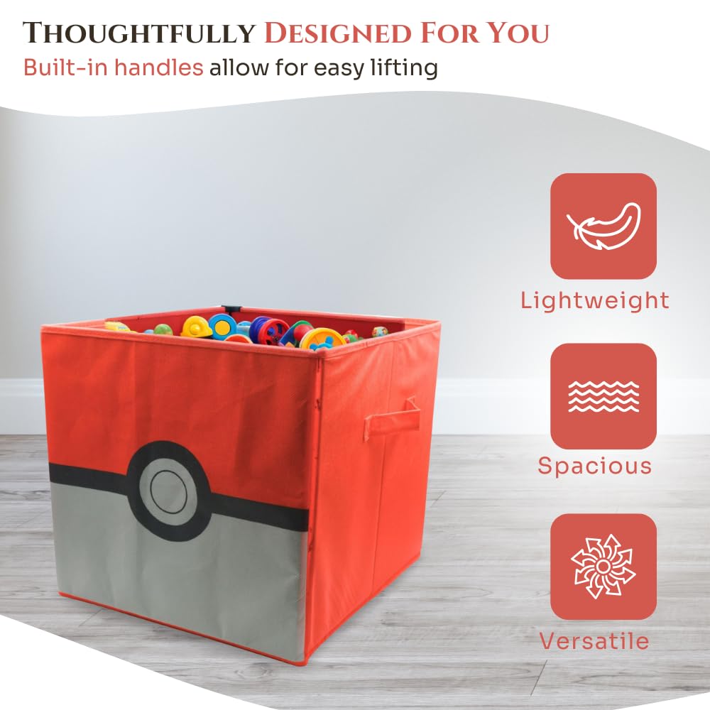 HOX Kids Pokemon Pokeball Collapsible Storage Boxes with Handles Durable Fabric Foldable Storage Cubes - Image 4