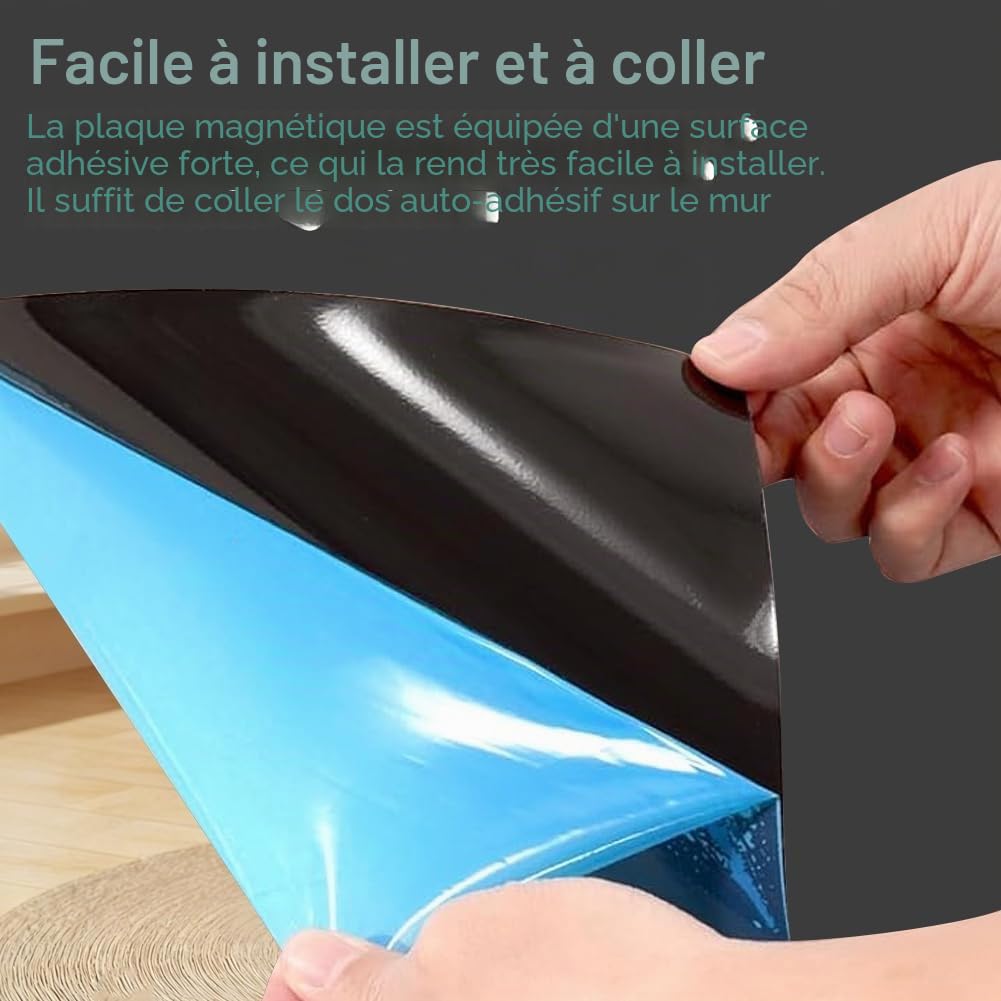 Tableau magnétique pour enfants, 80 x 100 cm, tableau à dessin magnétique avec boîte de rangement et chiffon de nettoyage, panneau magnétique incurvé pour garçons et filles (noir)