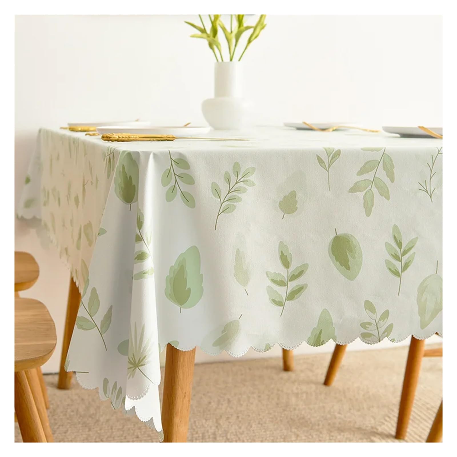 Mzsklw Leaf Pattern Waterproof Tablecloth Pvc Square Tablecloth Rectangle Waterproof Table Cloth Tabletop Cover Oil Proof Wipeable Covers(,140X140cm)