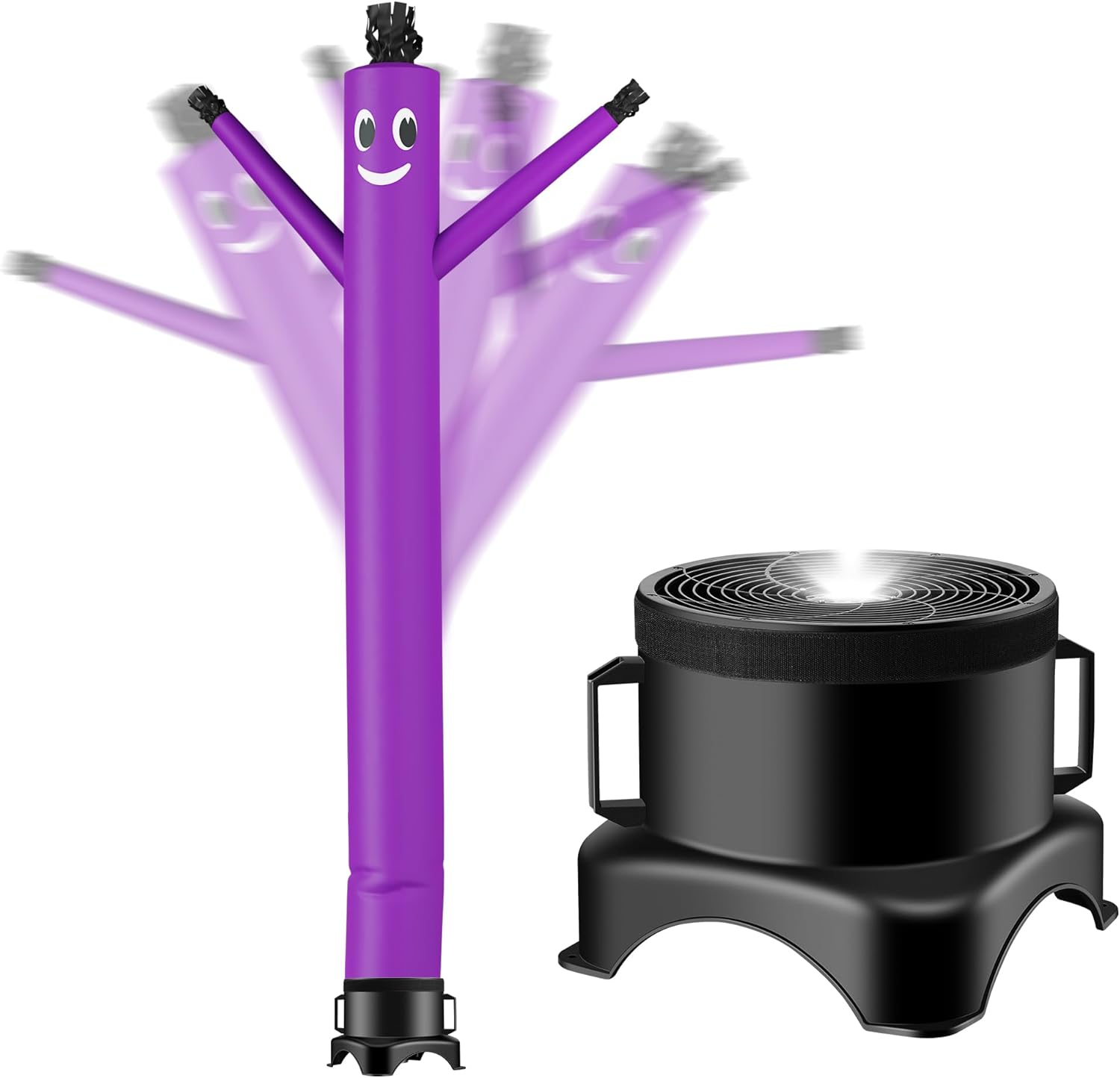 10FT Air Inflatable Waving Tube Man Set with Blower & Spotlight, Air Puppet Dancing Man for Mall Opening, Amusement Park, Outdoor Decoration,Purple