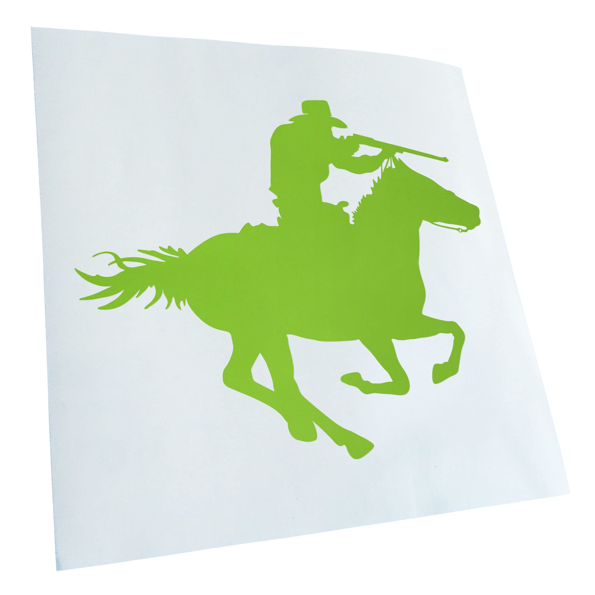 Kiwistar - Car Sticker - Green - 40 x 33 cm Cowboy with Horse Shooting Sticker for Car, Laptop, Bicycle, Truck, Motorcycle Multicoloured JDM Decal Racing