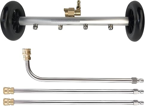 Undercarriage High Pressure Washer Attachment, Floor Brush, For Road Use, Undercarriage Brush, 2-in-1 Car Washing, Extension Rod Included, 3 Pieces Included, 7 Types of Nozzles, Dual Water