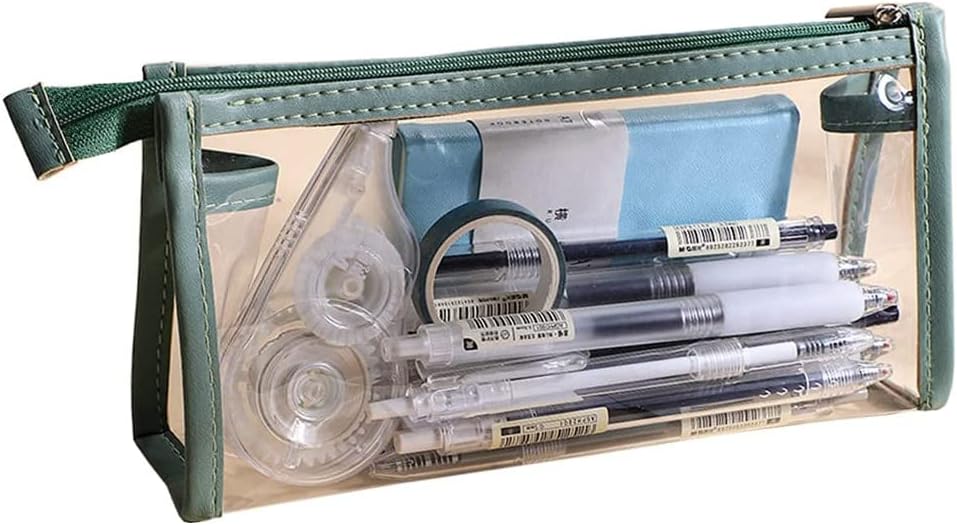 ペンケース透明 筆箱ポーチ シンプル 筆入れ 多機能 大容量 化粧ポーチ おしゃれ かわいい 収納ボックス 防水立体 中小学生 高校生 大学生 男の子 女の子 子供 社会人用 文房具 グリーン 大決算セール