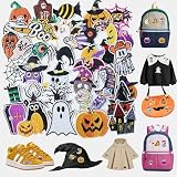 Funcolor Halloween Iron on Patches for Clothes: 35pcs Cute Pumpkin Skull Ghost Embroidered Sew Applique Repair Patch - Cat Witch Bats DIY Crafts for Jacket Jeans Dress Backpack Hat Decor