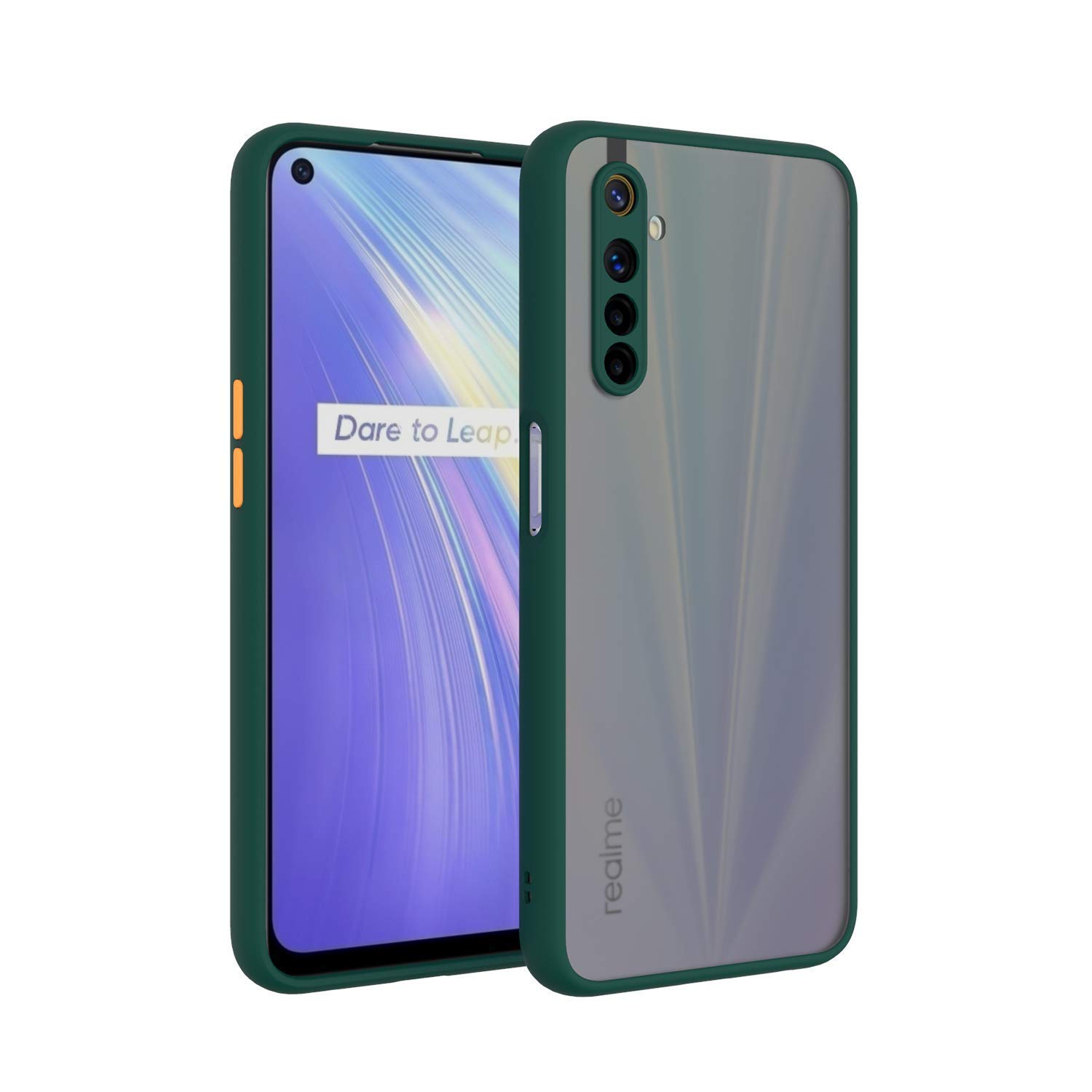 Genric Back Cover for Realme 6i (TPU;Poly Carbonate/Green)