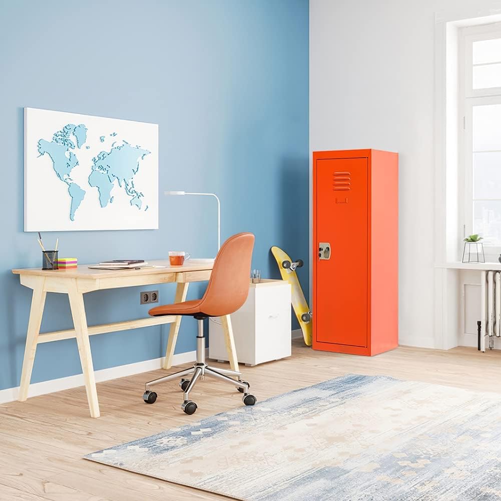 Nеw Dеаl Bonusall Kids Locker for Bedroom, Steel Storage Locker Cabinet for Kids Bedroom, Kids Metal Cabinet Locker 1 Door 48 H x 15 L x 15 W with Hanging Rod and Shelf Home School Clothing Teen Orange Lоwеѕt Prісе Bonusall Kids Locker for Bedroom, Steel Storage Locker Cabinet for Kids Bedroom, Kids Metal Cabinet Locker 1 Door 48 H x 15 L x 15 W with Hanging Rod and Shelf Home School Clothing Teen Orange