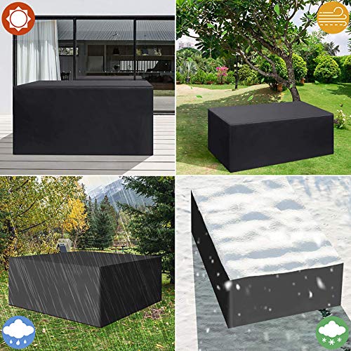 Housse table de jardin rectangle 244x244x90 cm bâche noire - 4