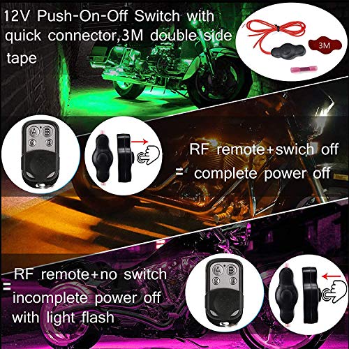 Nbwdy 12Pcs Motorcycle Led Light Strips Kits Multi-Color Accent Glow Neon Lights Waterproof Rf Bluetooth App Control Music Sync Led Underglow Light Kits For Motorcycle Atv Golf Cart Scootor #TOP4