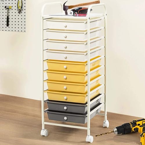 Vista 53 de Carro de almacenaje, de Giantex, con ruedas, para oficina, para guardar papeles, transparente, Transparente