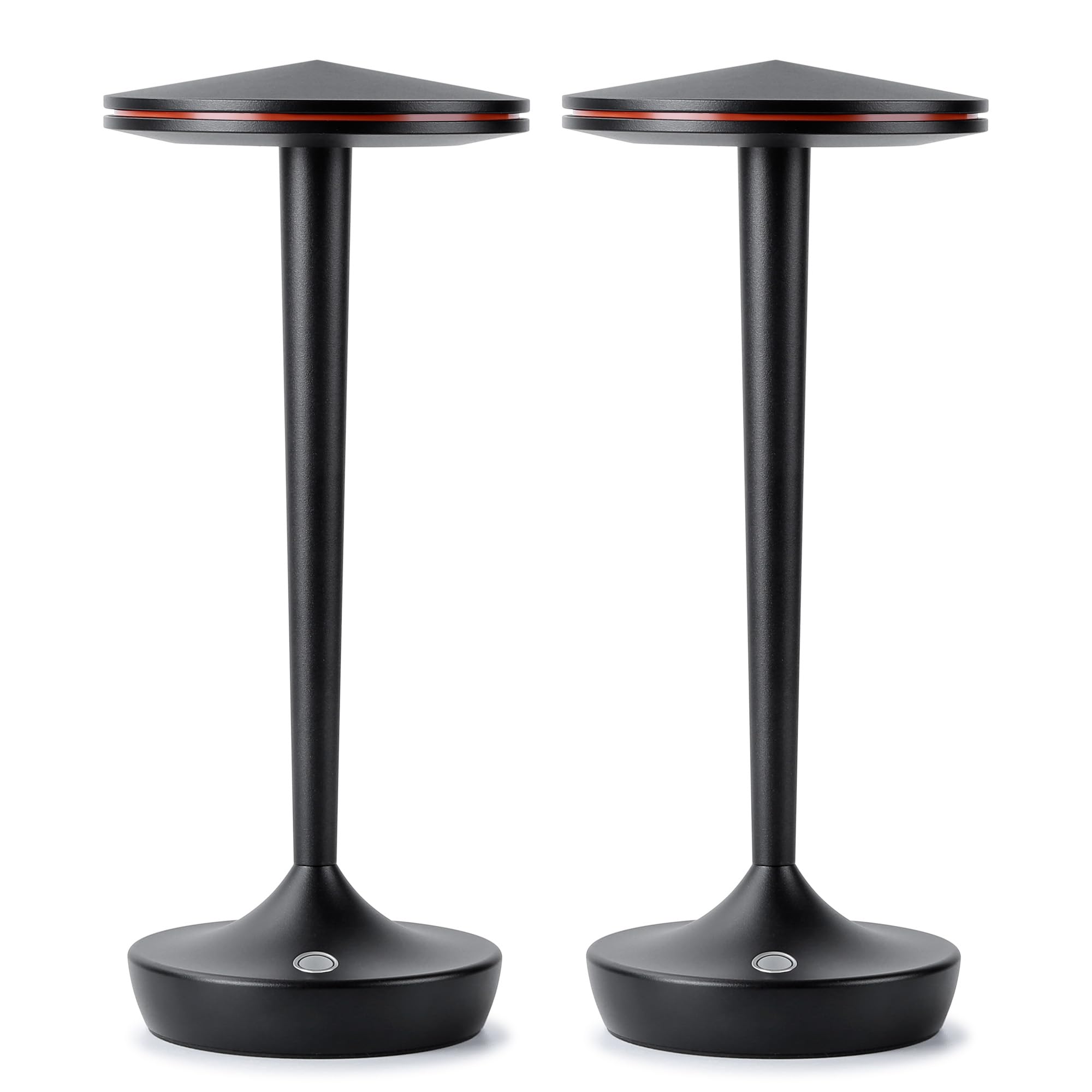 SLSMD 2 Pack Cordless Table Lamp Battery Operated Desk Lights 6000mAh Rechargeable Aluminum Metal Light 3 Color & Stepless Dimming Lamps Portable LED Lamp (2 Pack Black)