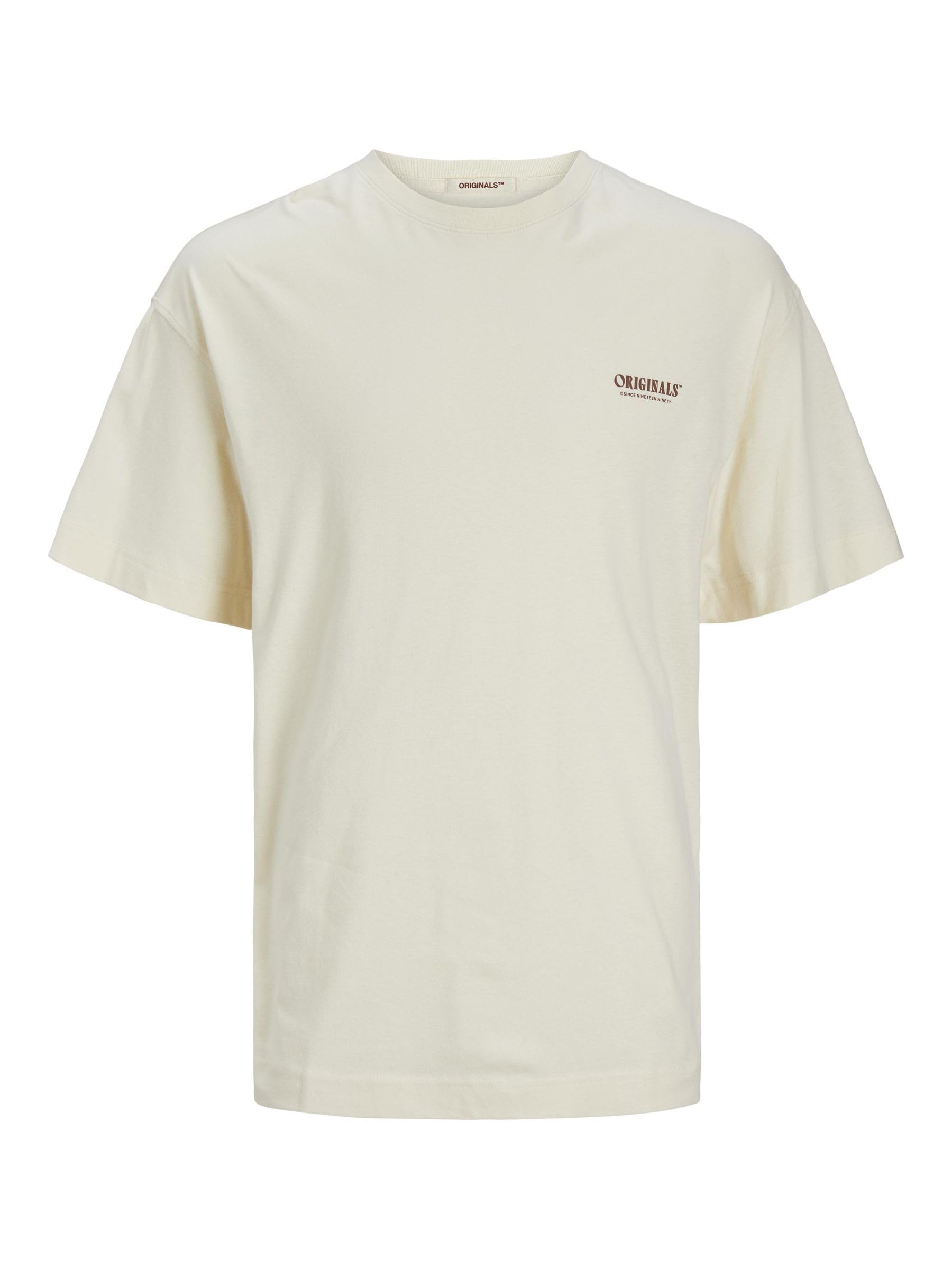 JACK & JONES Male T-Shirt Printed Crew Neck T-Shirt, Buttercream, L