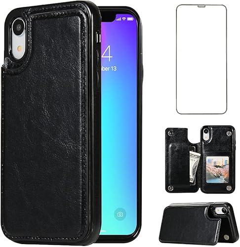NKECXKJ Funda tipo cartera diseñada para iPhone XR10R, de piel sintética, con protector de pantalla, soporte para tarjetas, soporte a prueba de