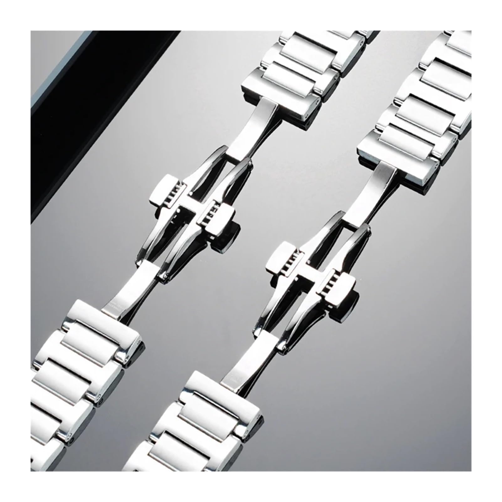 Genérico Compatible con la correa de reloj PIAGET POLO G0A41002 G0A44001 Correa de acero inoxidable Interfaz de arco curvo de 21 mm Pulsera de metal for hombres Hebilla plegable