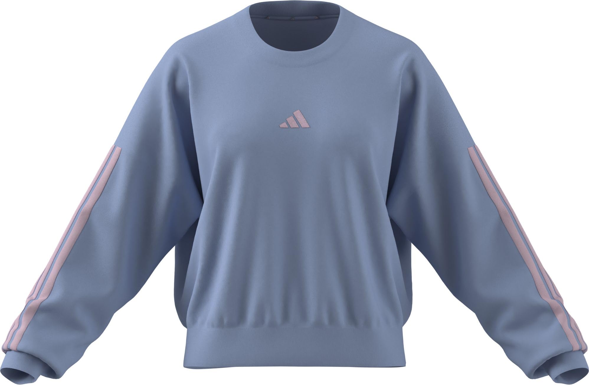 adidas dames ESSENTIALS 3-STRIPES FRENCH TERRY SWEATSHIRT, glow blue/clear pink, XXL
