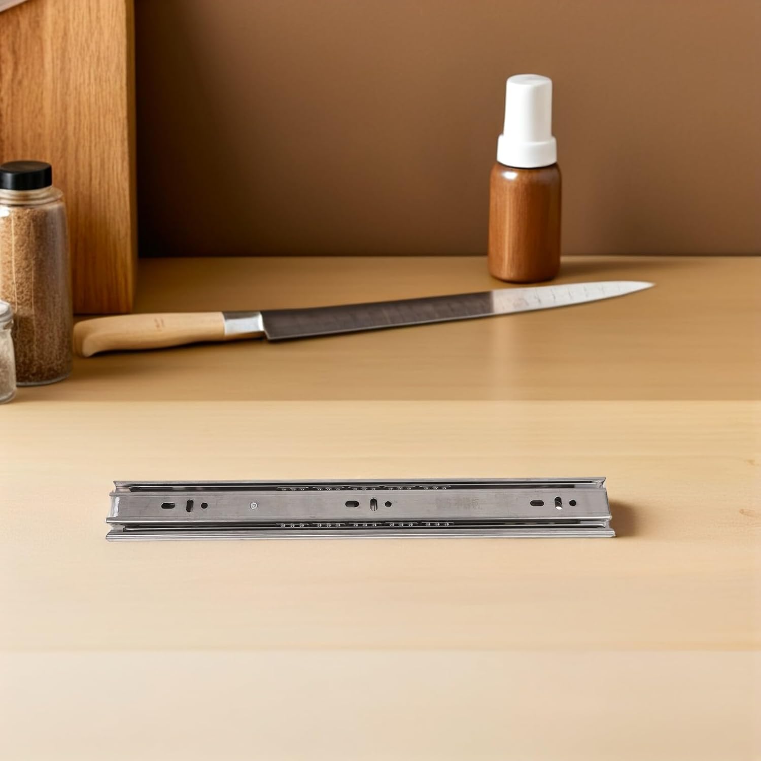 14-inch Heavy Duty 3-fold Side Mount Drawer Slides, 4pcs Set Metal Cabinet Slide Rails for Dresser and Office Desk, Precision Furniture Slider Replacement Parts