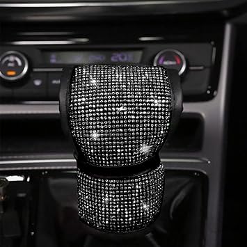 Bling Car Shift Gear Cover, Luster Crystal Car Knob Gear Stick Protector Diamond Car Decor Accessories for Women Black