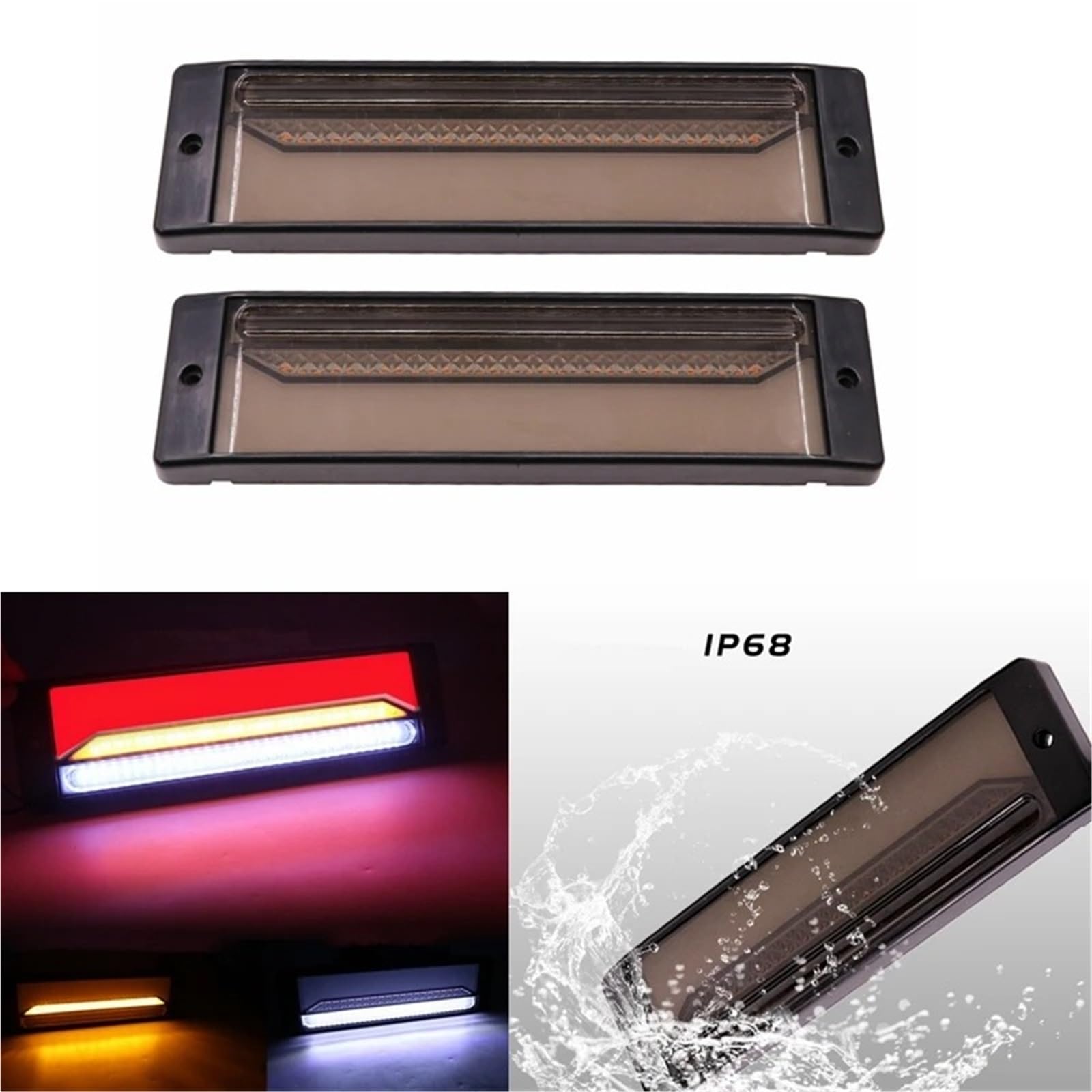 Luz Trasera 2 Luces Traseras Para Remolque Camión 12V-24V 147 LED Señal Freno Intermitentes, Luces Traseras Freno Linterna.