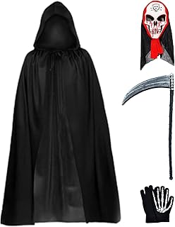 Traje Grim Reaper Adulto, Morte Crianças, Trajes Halloween Assustadores da Morte, Trajes assustadores Halloween para a morte Cabem em altura 150 a 190 cm para o Pologmase