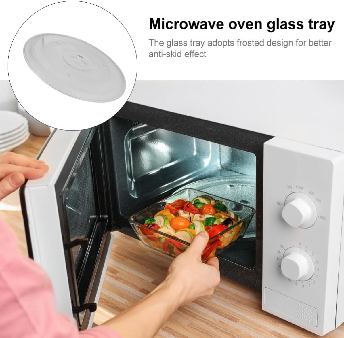 WOONEKY Plate Clean Glass Microwave Turntable Y-type Replacement 27cm round Glass Tray Easy to Install for Microwave Oven for Home