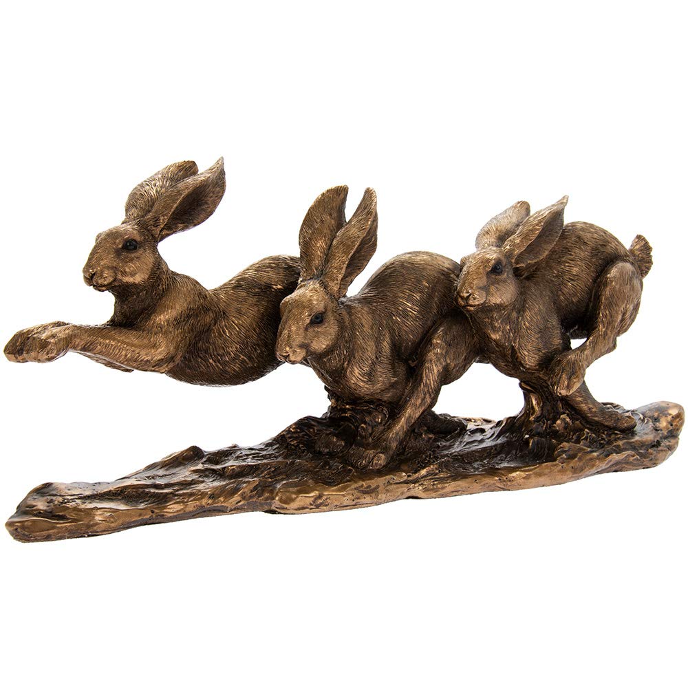 The Leonardo Collection Bronze D Running Rabbits Trio