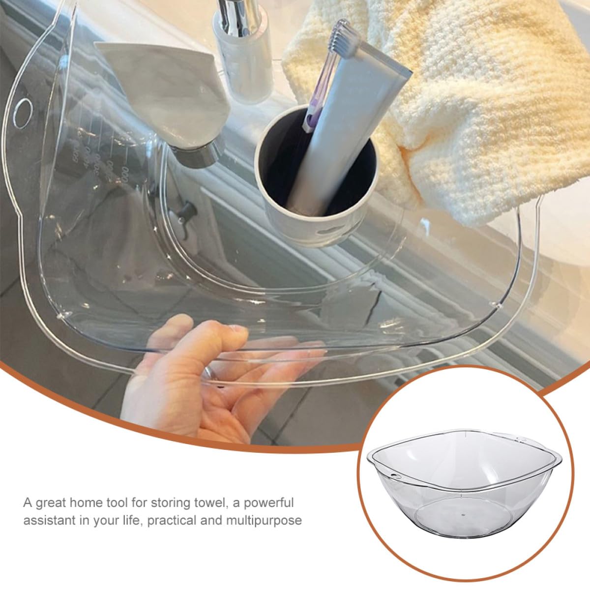 Homoyoyo Lavabo de Plástico Transparente Multipropósito y Resistente para Salón y Hogar, Adecuado para Limpieza Facial y Cuidado Personal Diario