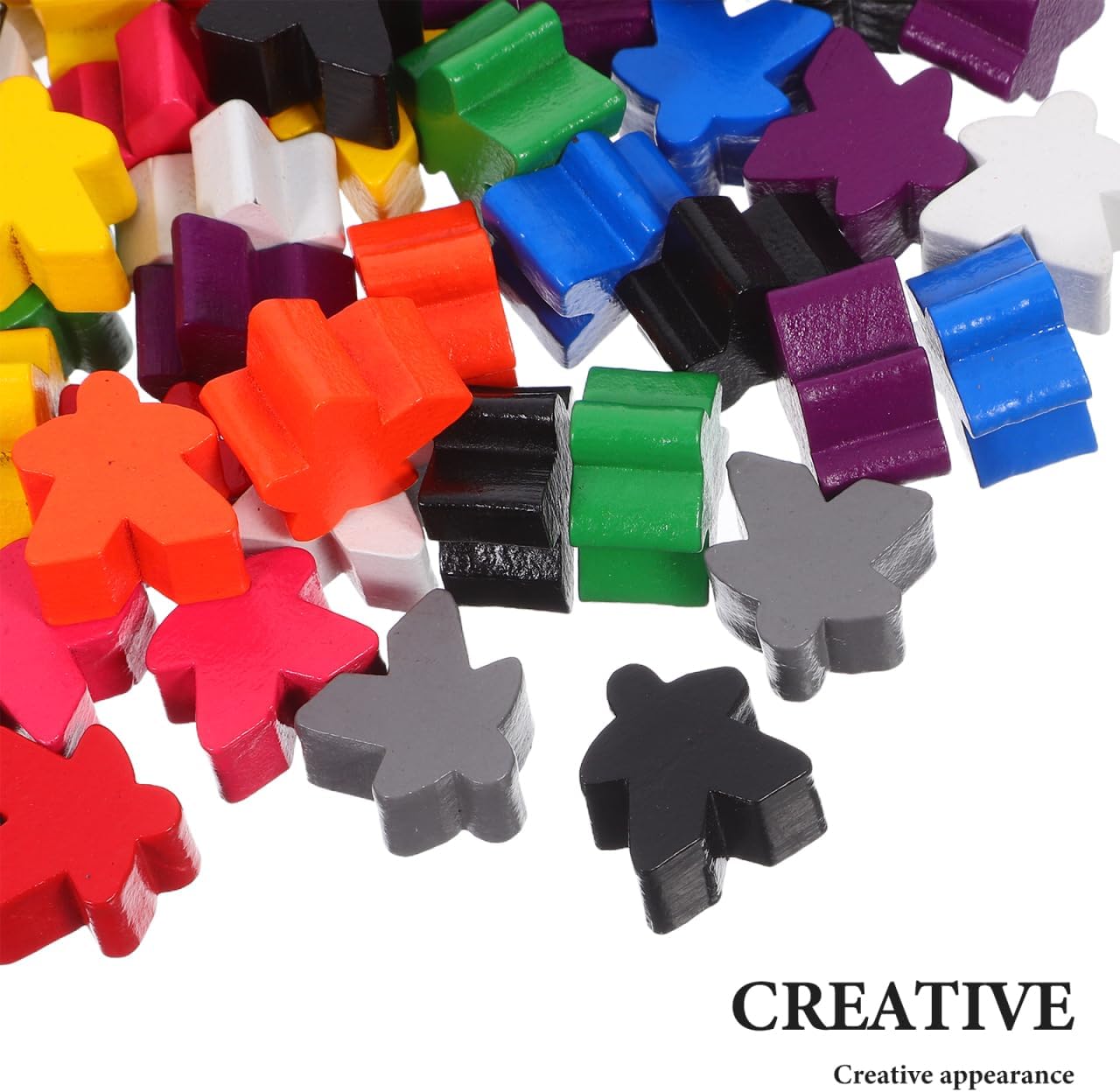 SOIMISS Colored Chess Pieces Wooden Game Pieces 100 Tiny People Figurines Replacement Chess Tokens for Board Games Family Game Meeples Classroom Sorting Counting 0.59 in image 2