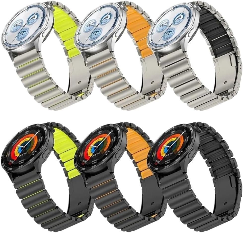 に適合するHuawei Watch GT6Pro /GT6 GT5/4 【ナイロンウォッチストラップグリーンブラックナイロンウォッチバンド】 46mmに適合する22mmチタンメタル