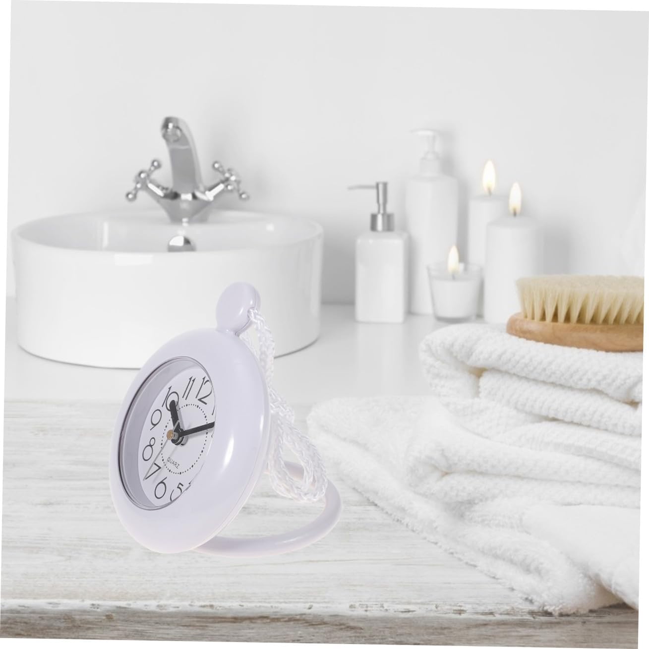 DOITOOL Waterproof Bathroom Wall Hanging Clock Simple Non-Ticking Analog Shower Clock for Home Decor Without Battery Suitable for Bathroom and Shower Use