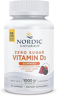 Nordic Naturals Zero Sugar Vitamin D3 Gummies, Wild Berry - 60 Gummies - 1000 IU Vitamin D3 - Great Taste - Healthy Bones, Mood & Immune System Function - Non-GMO - 60 Servings