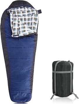 Mummy Sleeping Bag, Extreme 0 Degree Winter Cold Weather Flannel Cotton Sleeping Bag, Warm and Machine Washable Camping Equipment Perfect for Outdoor Hiking Traveling Winter Camping