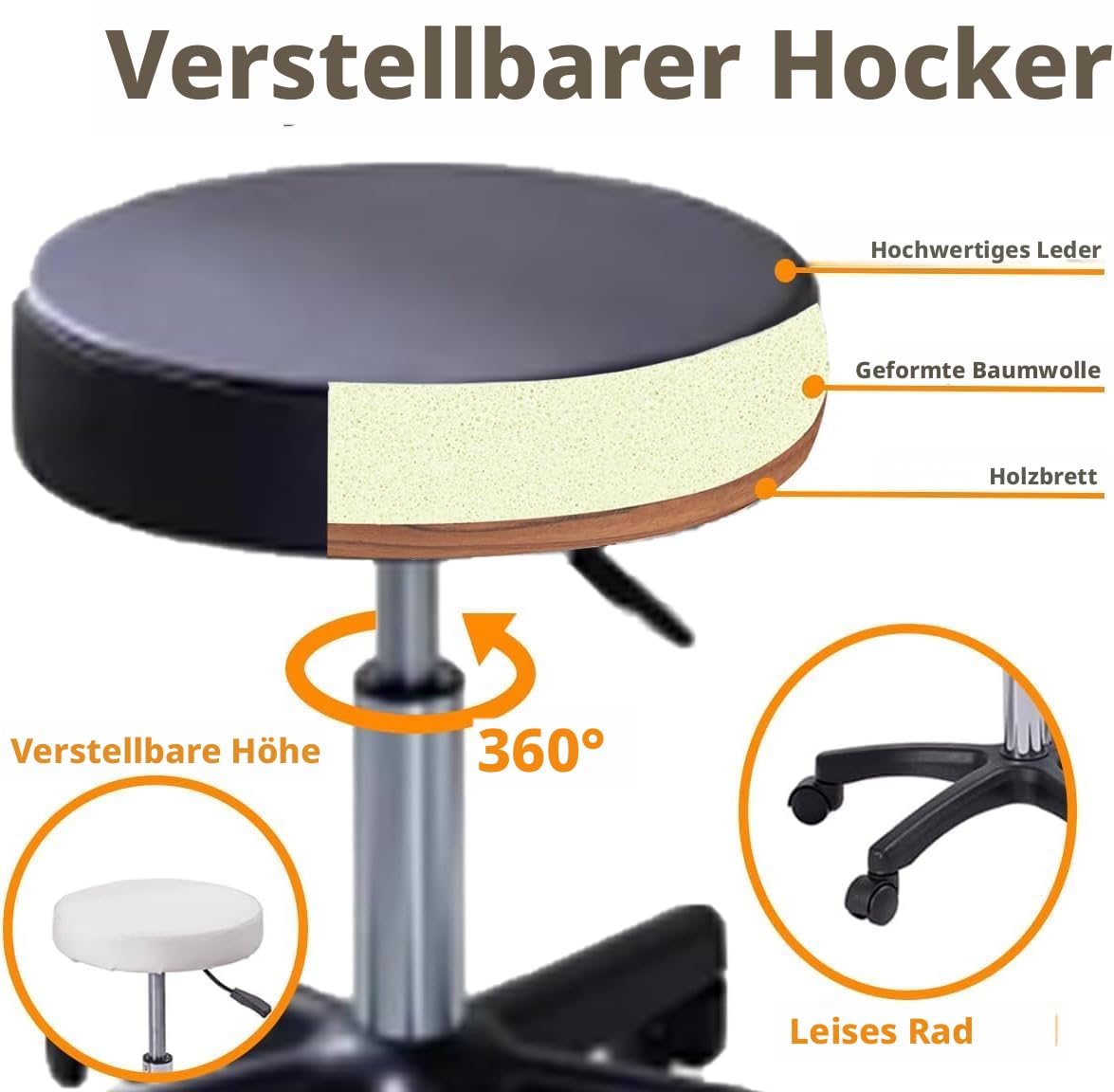 Schwarz Klappbar Massagelieg Tattooliege Kosmetikstuhl höhenverstellbare Massageliege Zubehör Removable Armrests Headrest Hocker & Bettwäsche (Schwarz)
