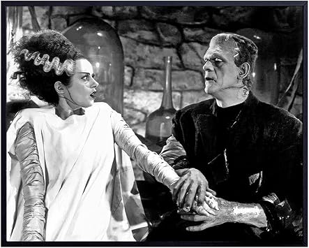 Bride of Frankenstein Decor - Frankenstein Poster 8x10 - Home Theater Decor for Women - Bridal Shower Gifts Decorations - Horror Movie Posters- Hollywood Movie Wall Art Photo - Mary Shelley