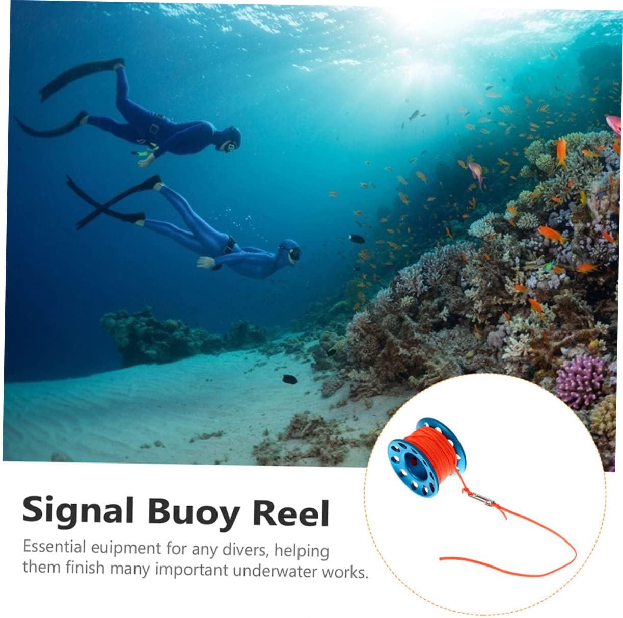 1Set Professional Scuba Diving Reel Diving Spool Tool with Guide Line Durable Blue Buoy Spool for Underwater Exploration Fishing and Safety Applications