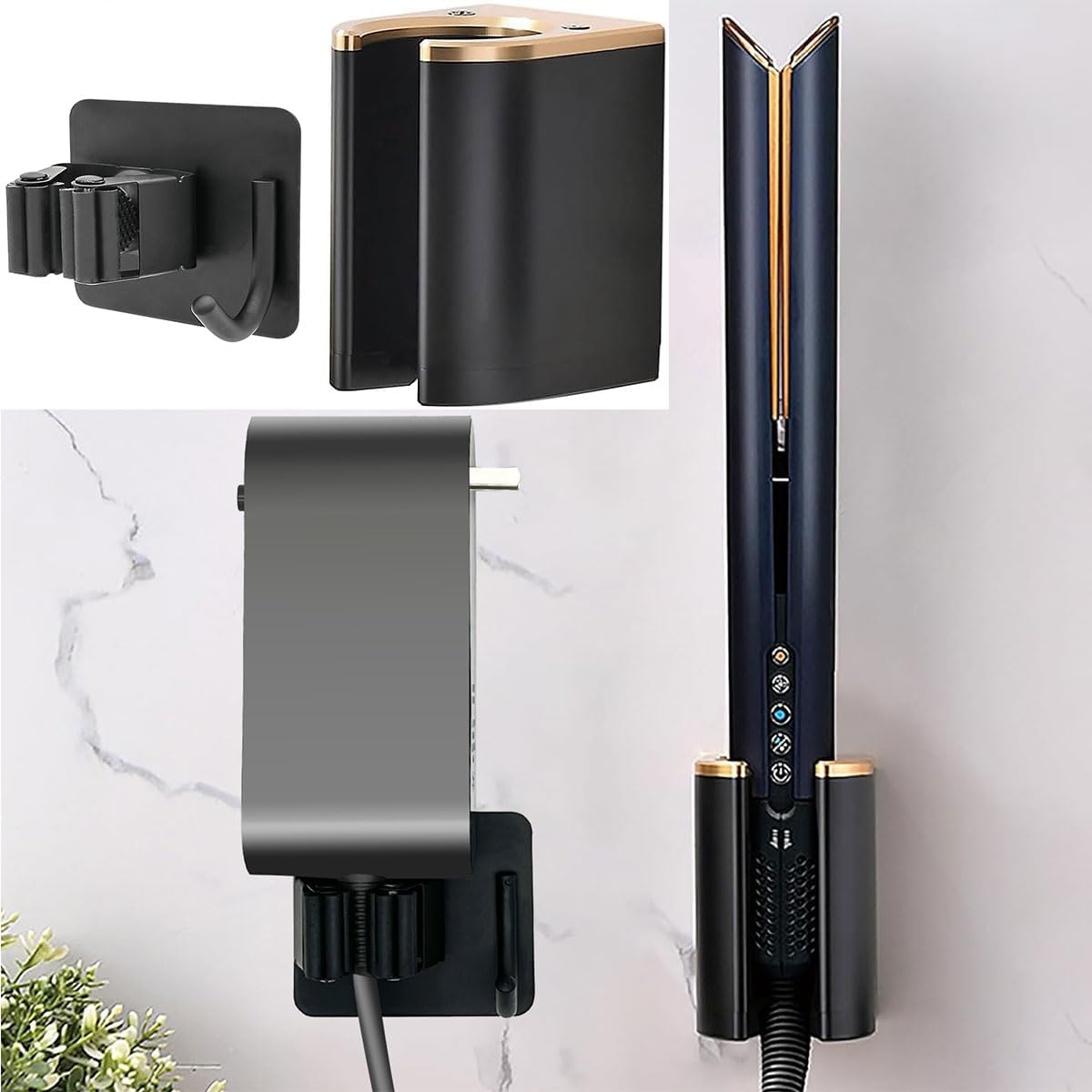 Supporto da Parete per Dyson Airstrait, Supporto in Alluminio Compatibile con Dyson Airstrait HT01 / Airwrap, Staffa in Lega di Alluminio con Adesivo Accessori